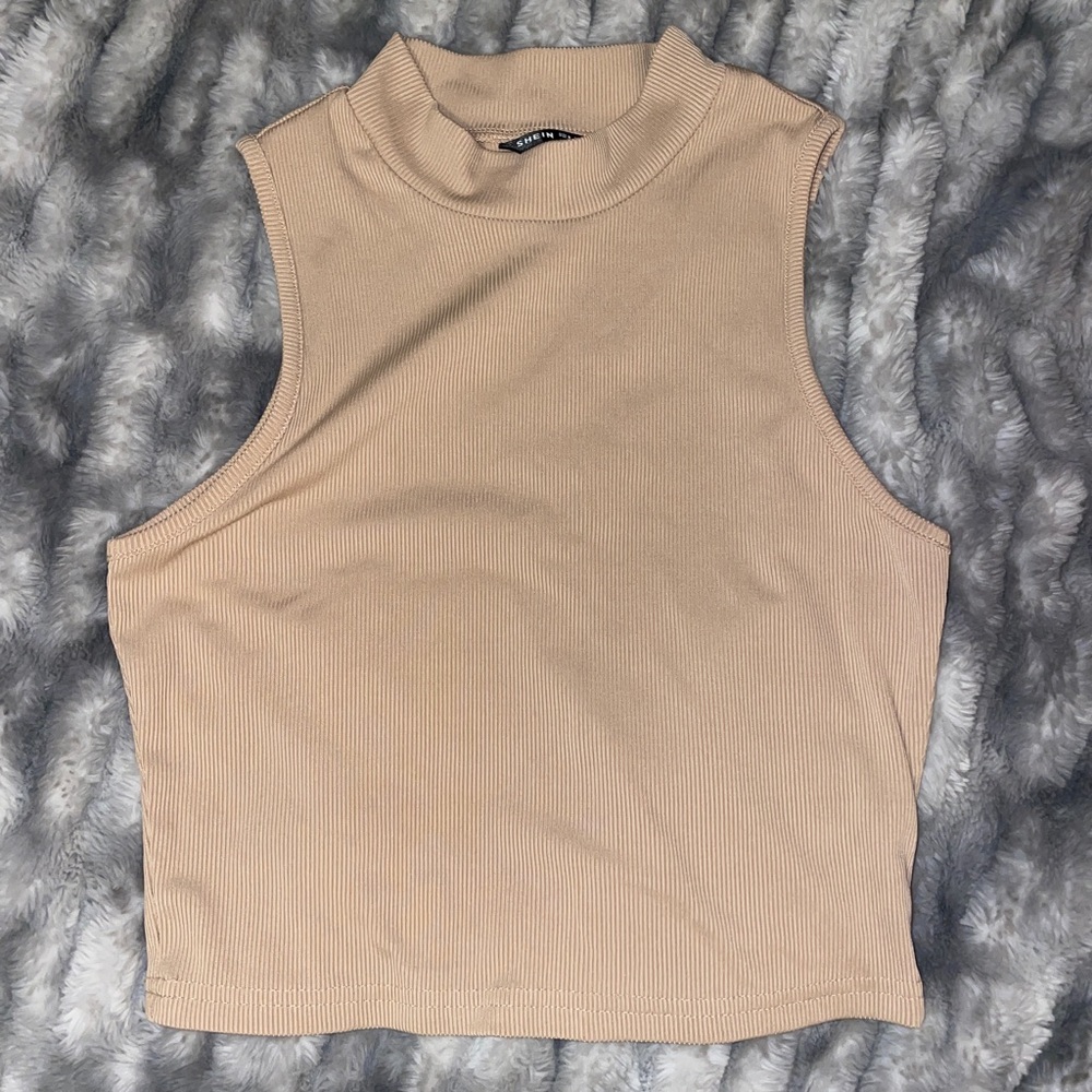 Shein Cropped Tan Turtle Neck